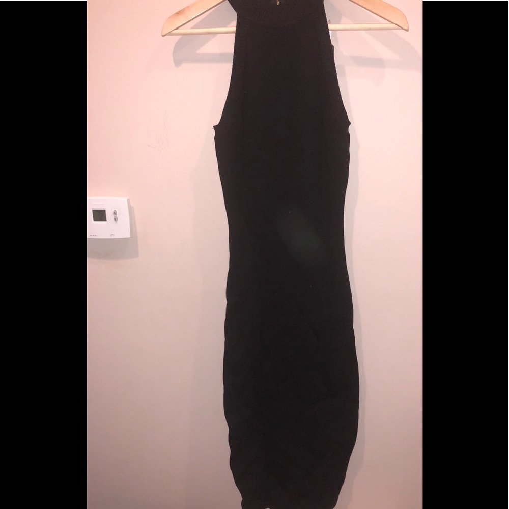 Black Knee Length Halter Dress